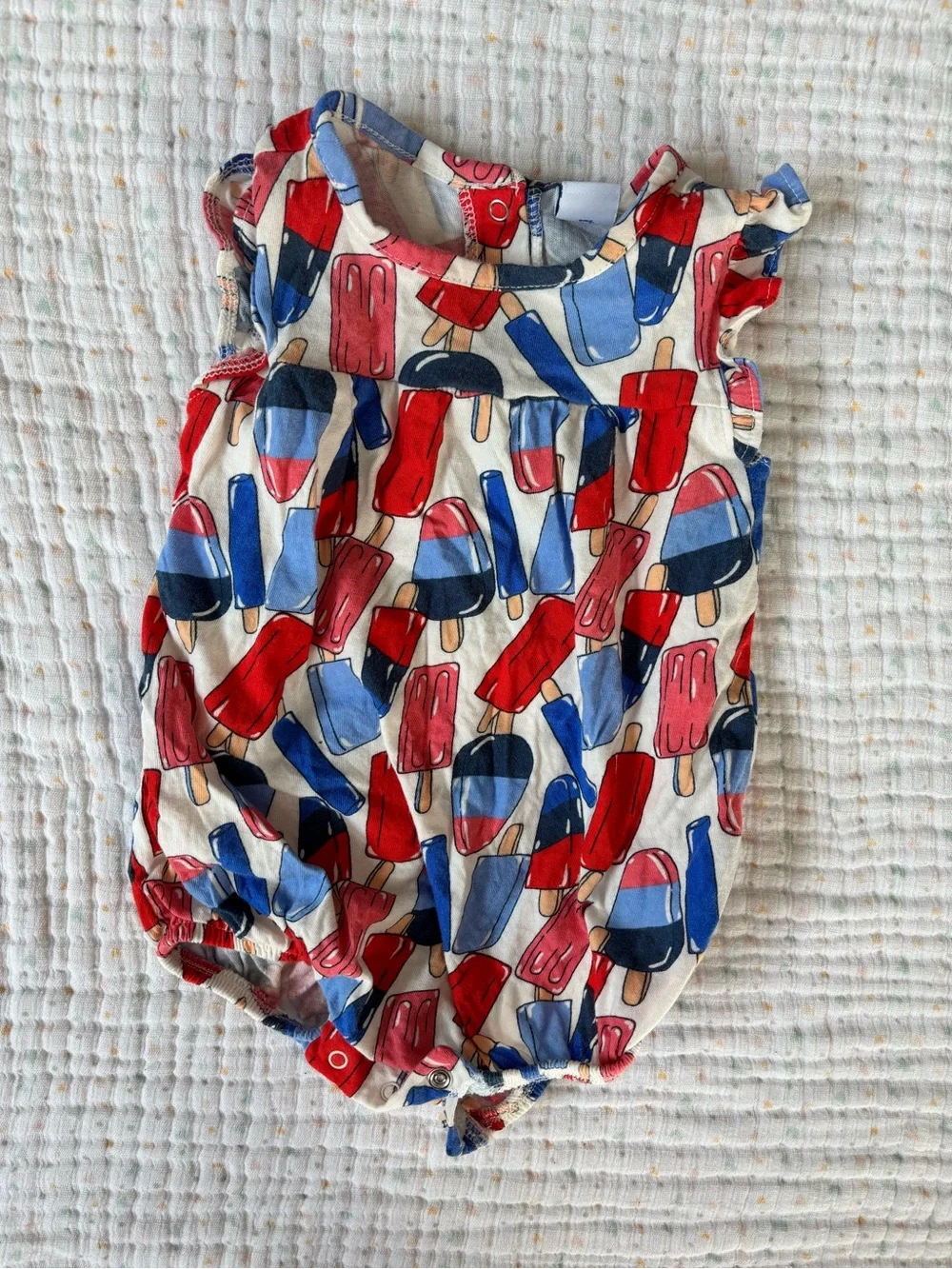 Old Navy Cream Popsicle Print Romper with Red and Blue Accents